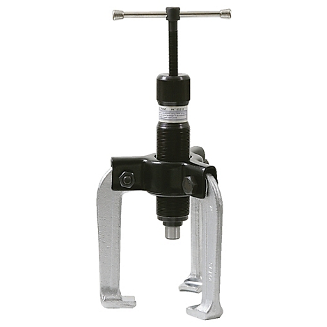 Ein silberner Dreiarmabzieher auf weißem Hintergrund.